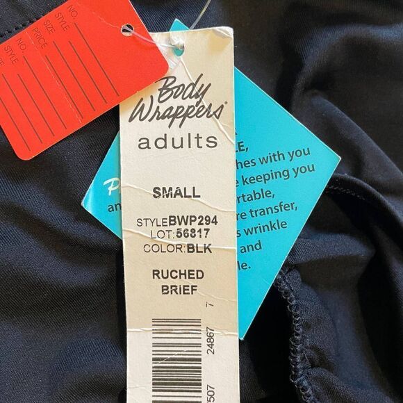 Nwt Body Wrappers Black Rushed Brief Adult Small - Picture 4 of 6